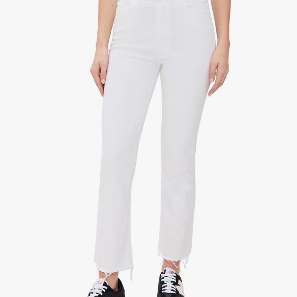 MOTHER White High-Rise Cropped Straight Jeans